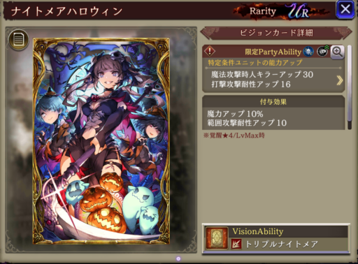【FFBE幻影戦争】ナイトメアハロウィンの凸別ステータス／アビリティ