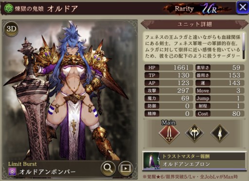 【FFBE幻影戦争】オルドアのMAXステータス/アビリティ詳細